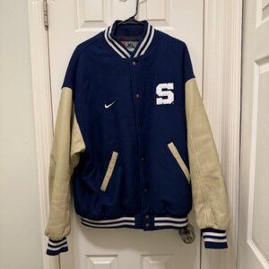 Vintage Nike Penn state leather/ Wool Bomber VarcityJacket XL